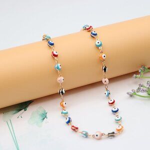"Colorful Evil Eye Rose Gold Necklace Design, XPNL0125